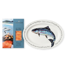 Salmon Leaping 39cm (15.4") Oval Plate with 250g Hebrdiean Peat Smoked Salmon (UK desinations only)