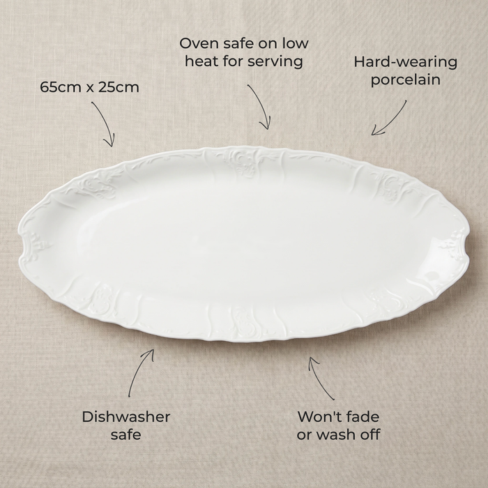 Sea Trout 65cm (25.5") Large Oval Plate (limited edition) in use