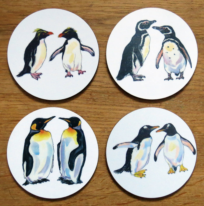 Penguins 4 coaster gift selection in use