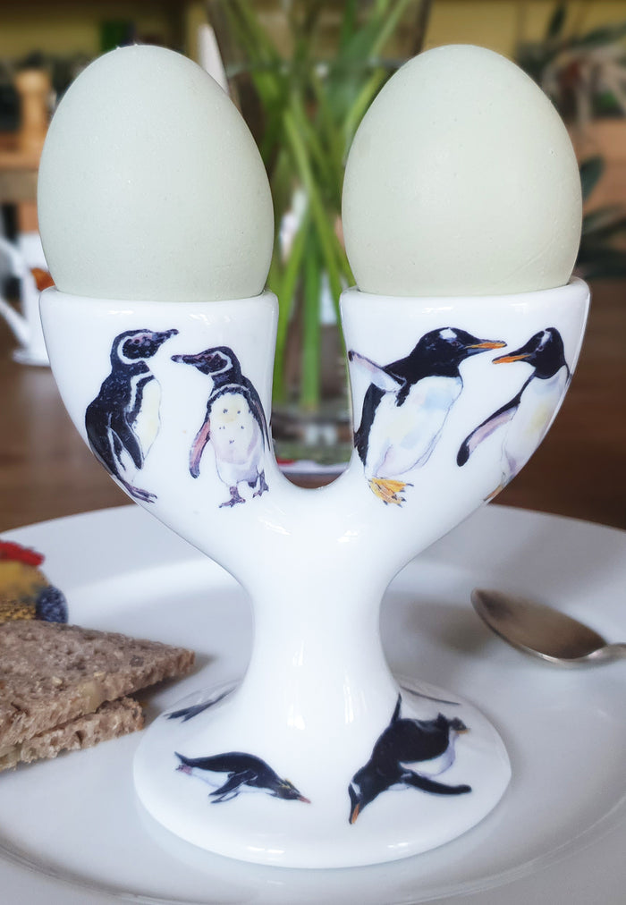 Penguin Double Egg Cup in use