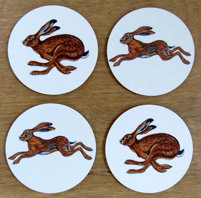 Hares 4 coaster gift selection in use