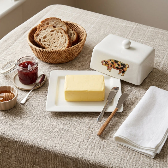 Pigs Butter Dish in use