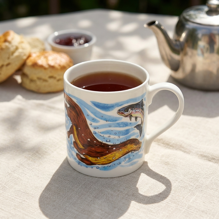 Otter mug (large size) in use