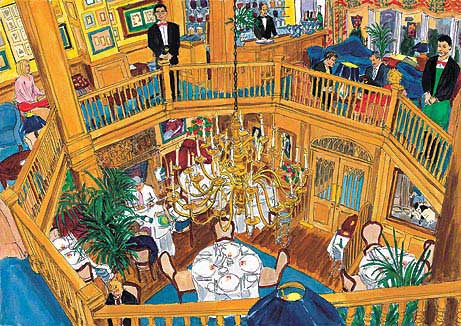 Mosimann's Club, dining room, London