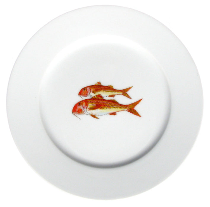 Red Mullet 19cm Flat Rimmed Plate by Richard Bramble