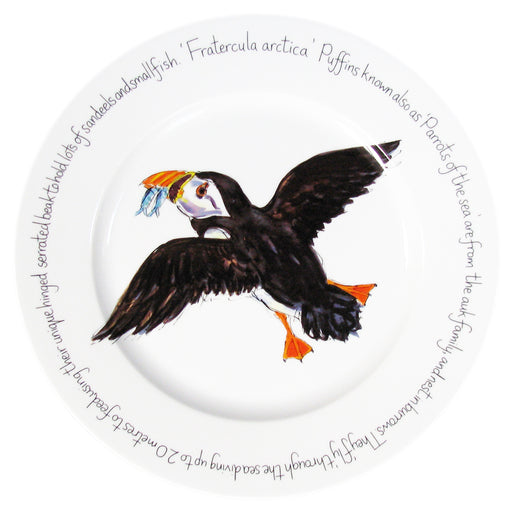Puffin Flying 30cm Flat Rimmed Plate by Richard Bramble