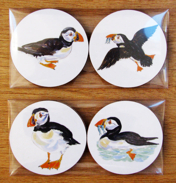 Puffins Gift Coaster gift selection in use