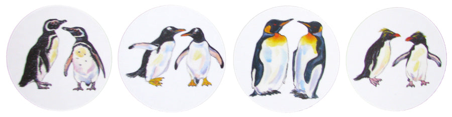 Richard Bramble Penguins Gift Coaster Pack in a line