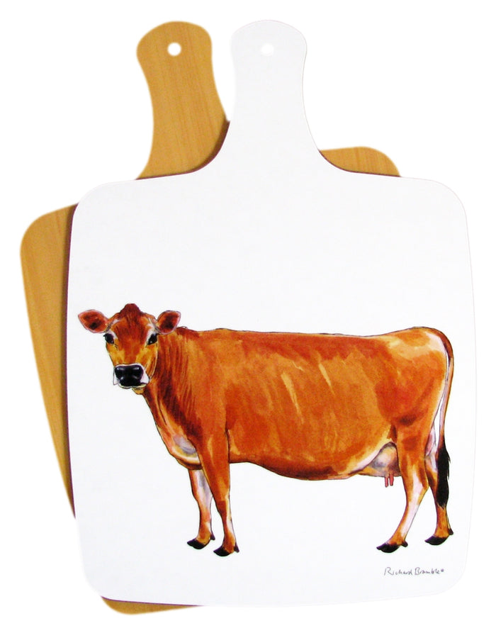 Jersey Cow Melamine Chopping Board in use