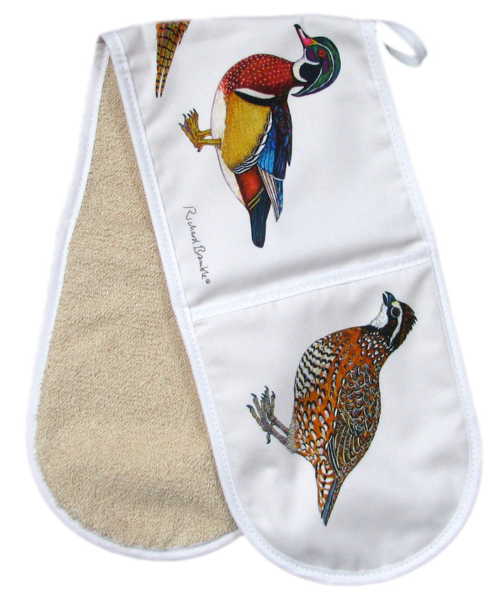 Gamebirds Cotton Oven Gloves in use