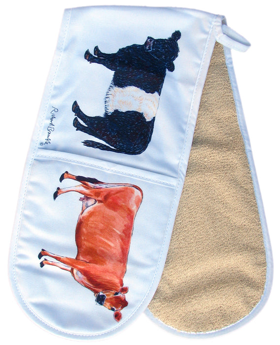 Cows folded 2 Oven Gloves by Richard Bramble