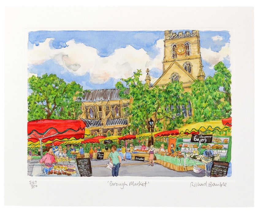 Borough Market with Southwark Cathedral Limited Edition Print, large size