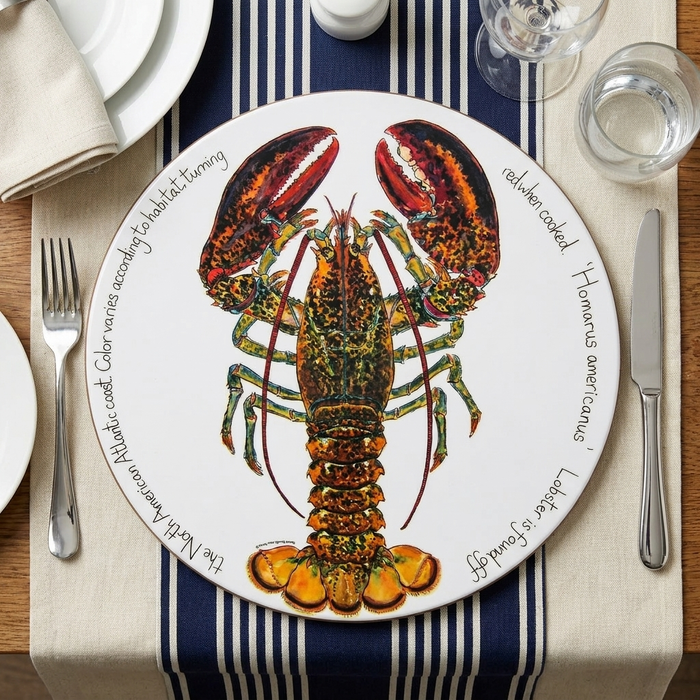 North American Lobster Tablemat styled on the table