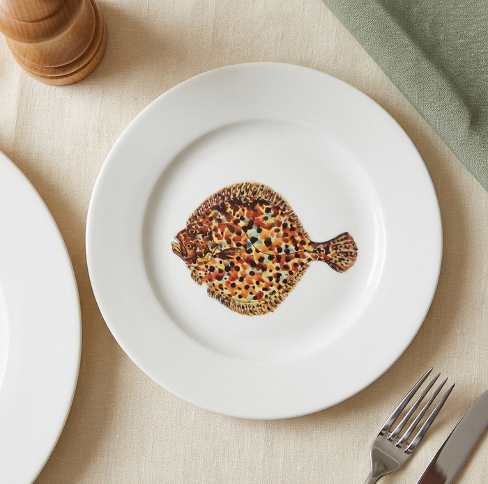 Turbot 19cm Flat Rimmed Plate styled on the table