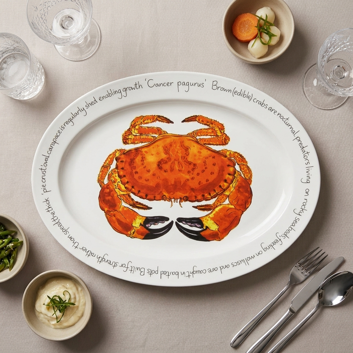 Crab 39cm (15.4") Oval Plate styled on the table