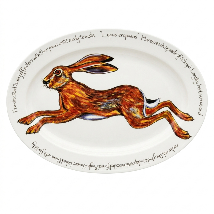 Hare Leaping 39cm oval plate