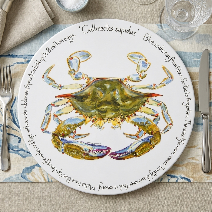 Blue Crab Tablemat styled on the table