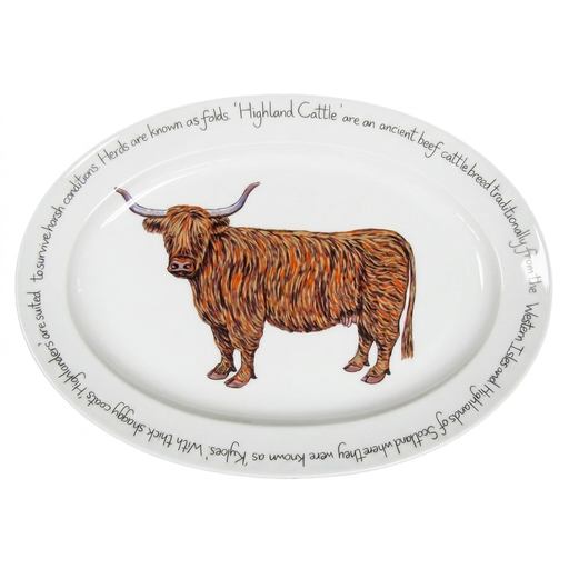 Highland Cow 39cm oval plate
