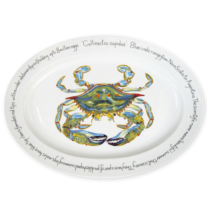 blue crab oval plate