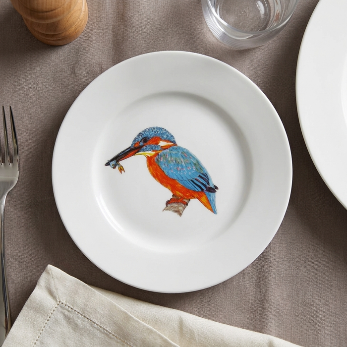 Kingfisher 19cm Flat Rimmed Plate styled on the table