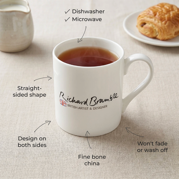 Puffin Mug (medium straight sided) in use