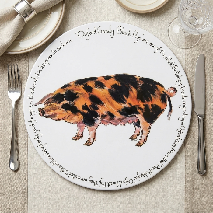Oxford Sandy Black Pig Tablemat styled on the table