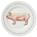 Large White Pig 30cm Flat Rimmed Plate