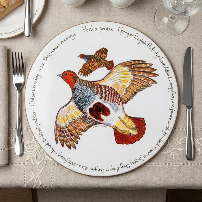 Grey Partridge Tablemat styled on the table