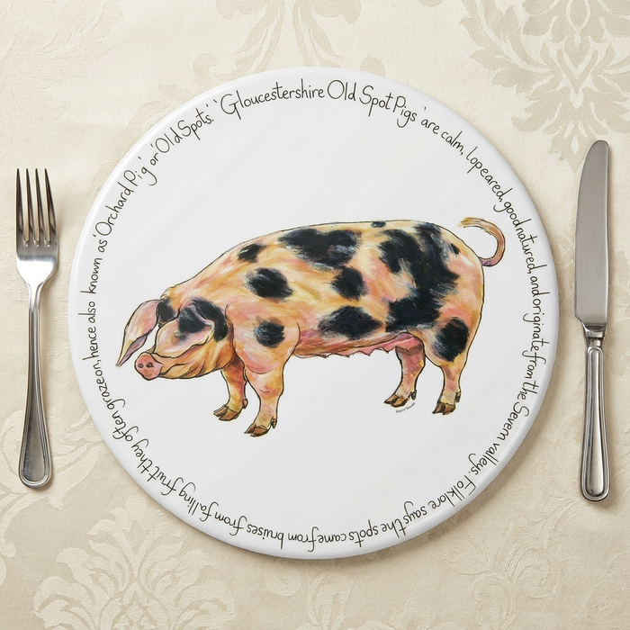 Gloucestershire Old Spot Pig Tablemat styled on the table