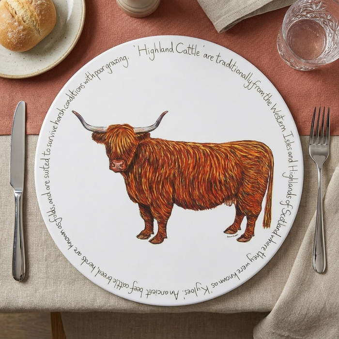 Highland Cow Tablemat styled on the table
