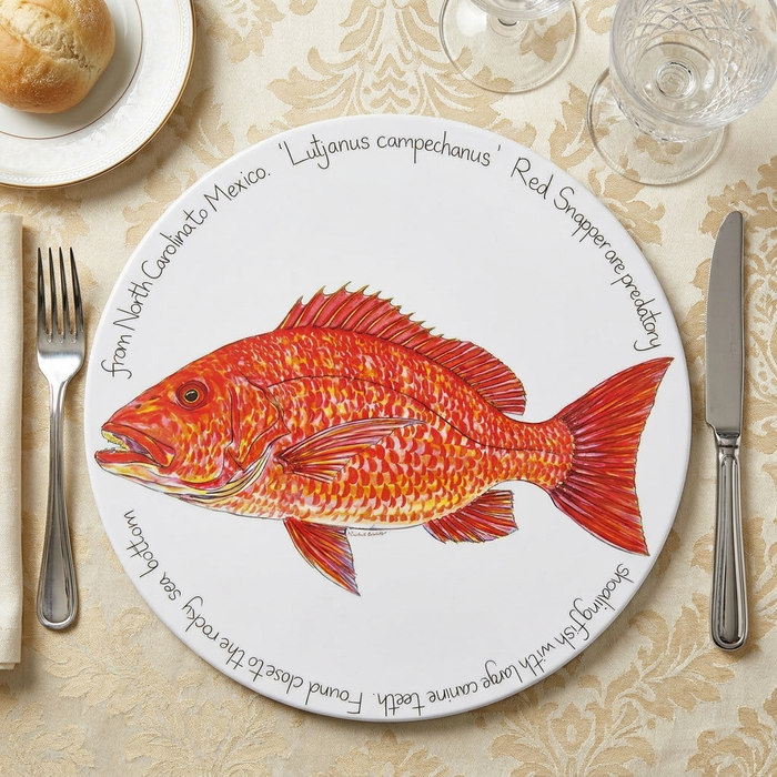 Red Snapper Tablemat styled on the table