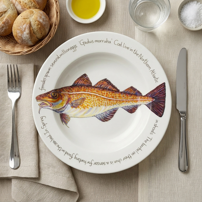 Cod 30cm Deep Rimmed Plate styled on the table