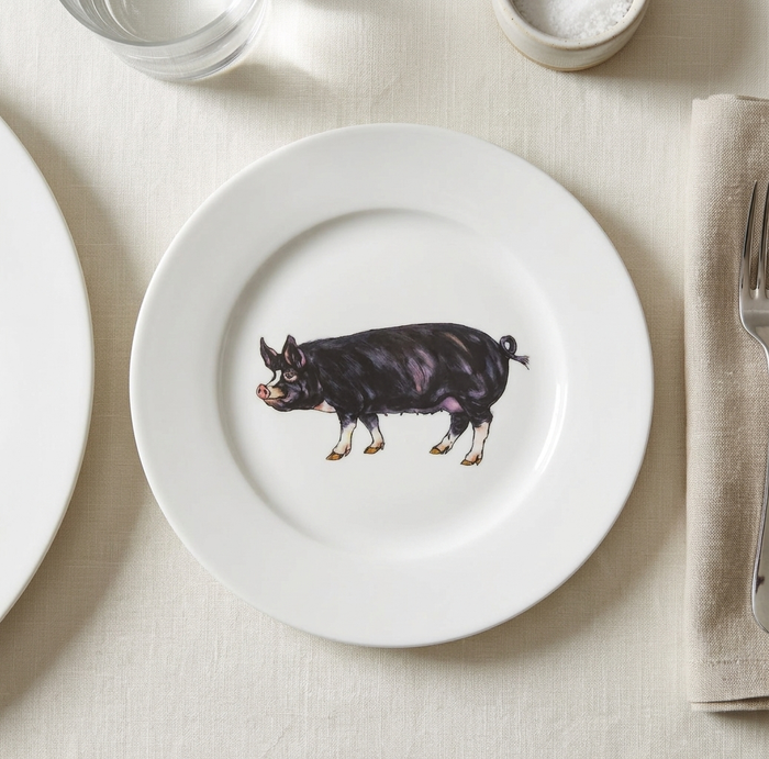 Berkshire Pig 19cm Flat Rimmed Plate styled on the table