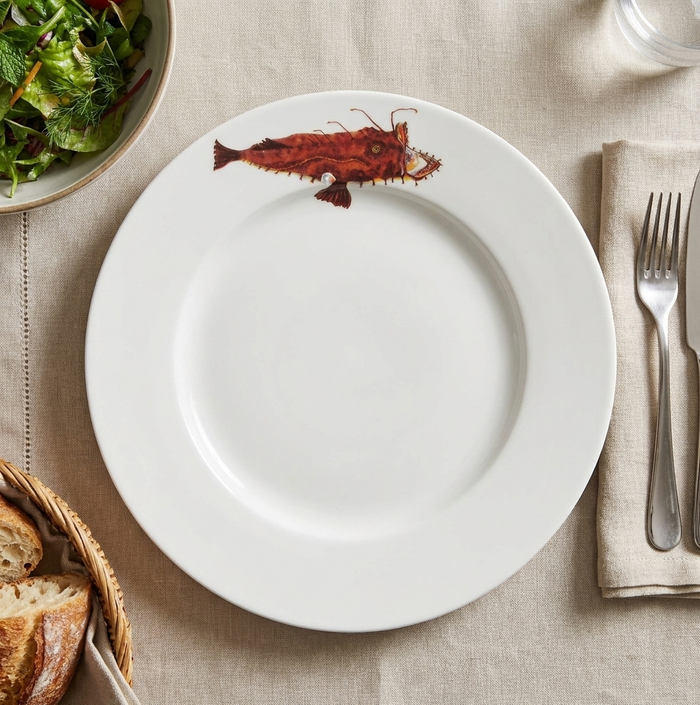 Monkfish 26cm Flat Rimmed Plate styled on the table
