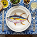 Yellowfin tuna 30cm deep rimmed plate lifestyle