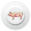 Large White Pig 19cm Flat Rimmed Plate