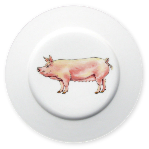 Richard Bramble Large White Pig 19cm Plate