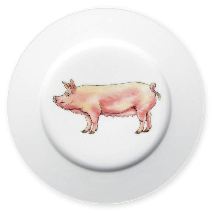 Richard Bramble Large White Pig 19cm Plate