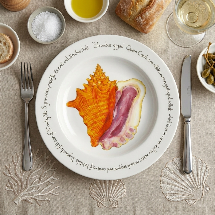 Conch 30cm Deep Rimmed Plate styled on the table