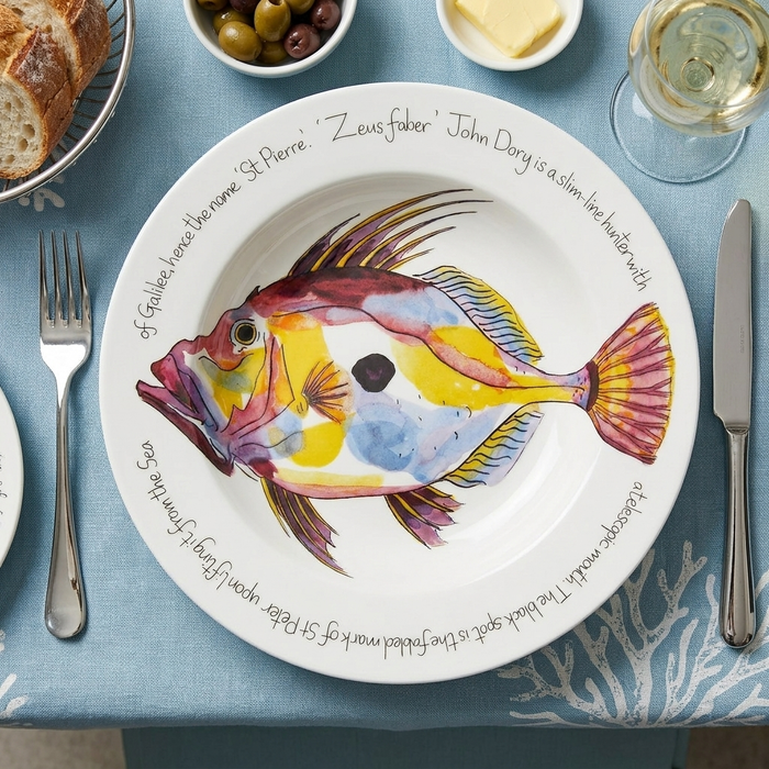 John Dory 30cm Deep Rimmed Plate styled on the table