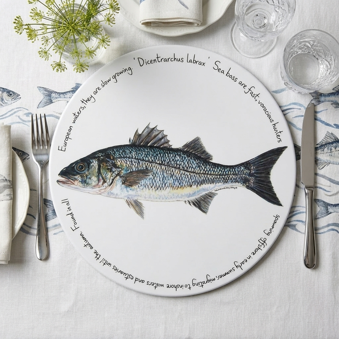Sea Bass tablemat styled on the table