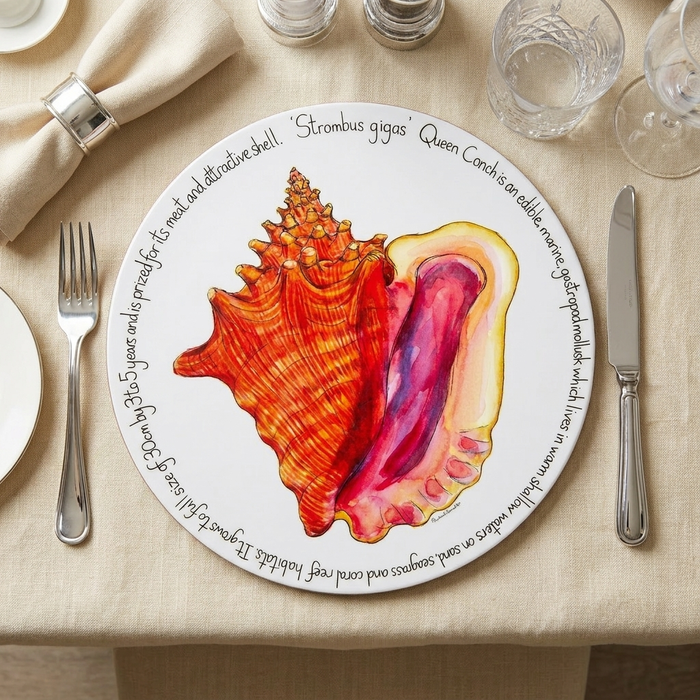 Queen Conch Tablemat styled on the table