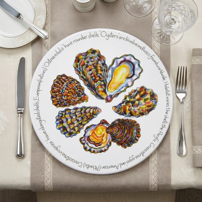 Oysters Tablemat styled on the table