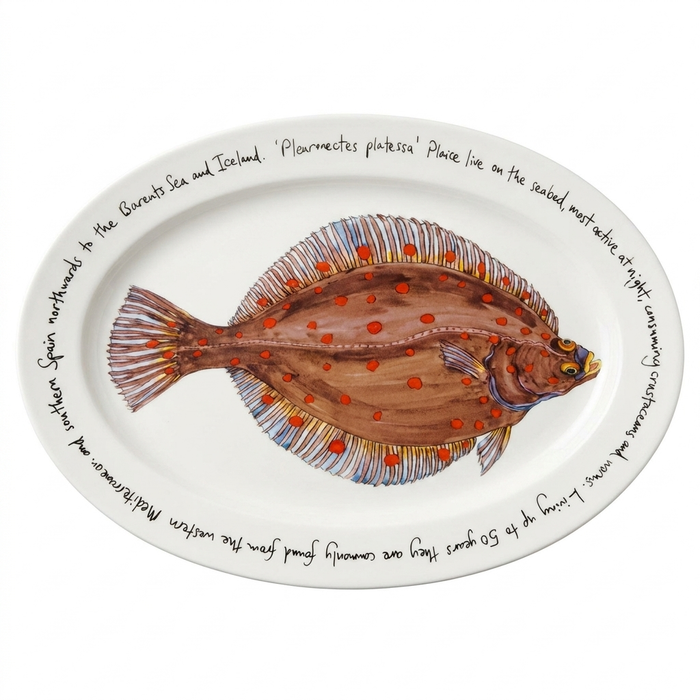 Plaice 39cm oval plate with text