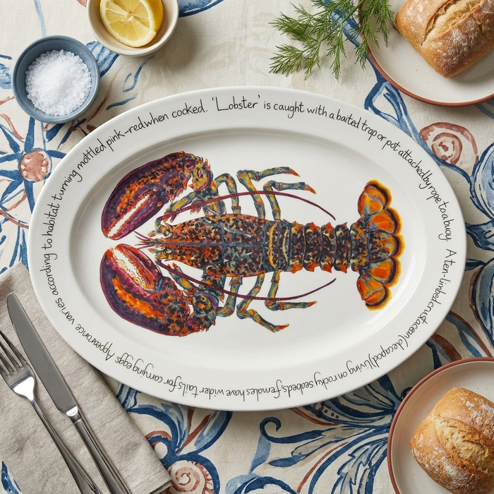 North American Lobster 39cm (15.4") Oval Plate *made to order for US destinations only* styled on the table