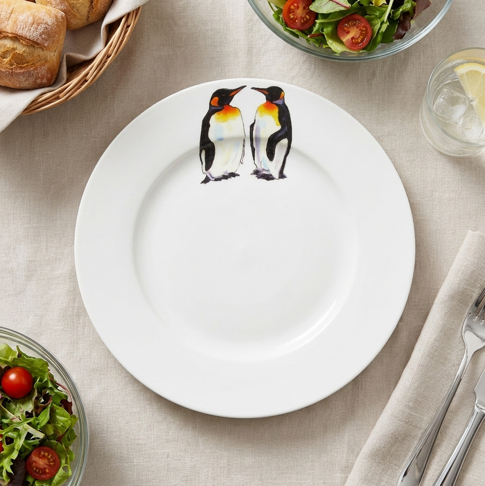King Penguin 26cm Flat Rimmed Plate styled on the table