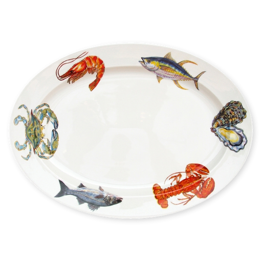 fish and shellfish US east coast oval plate