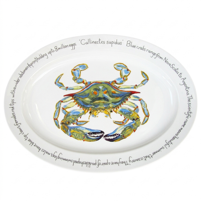 Blue Crab 39cm oval plate