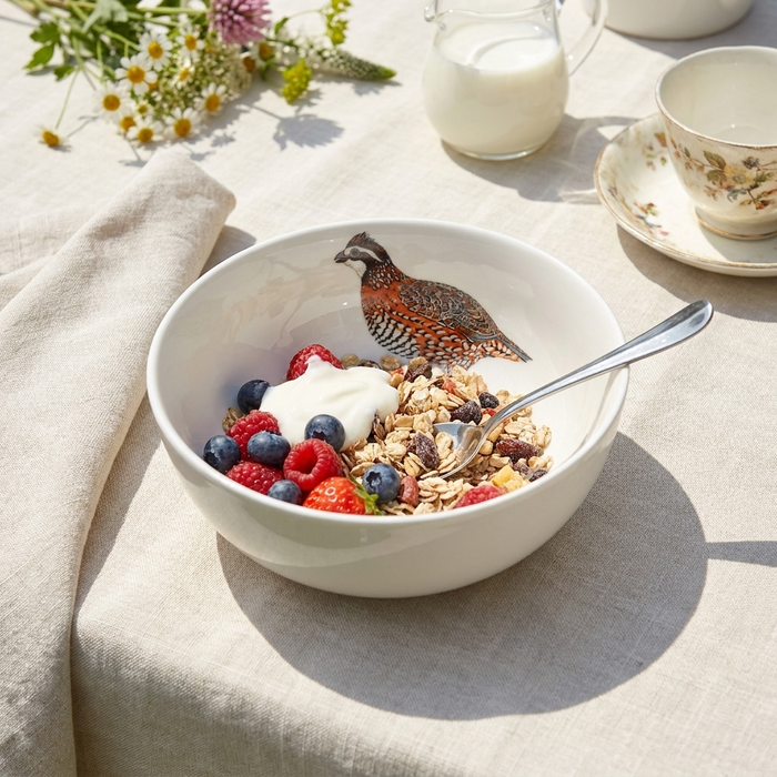 Bobwhite Qail 16cm Bowl styled on the table