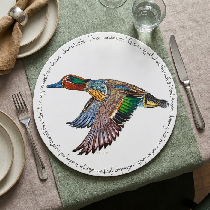 Green Winged Teal Tablemat styled on the table